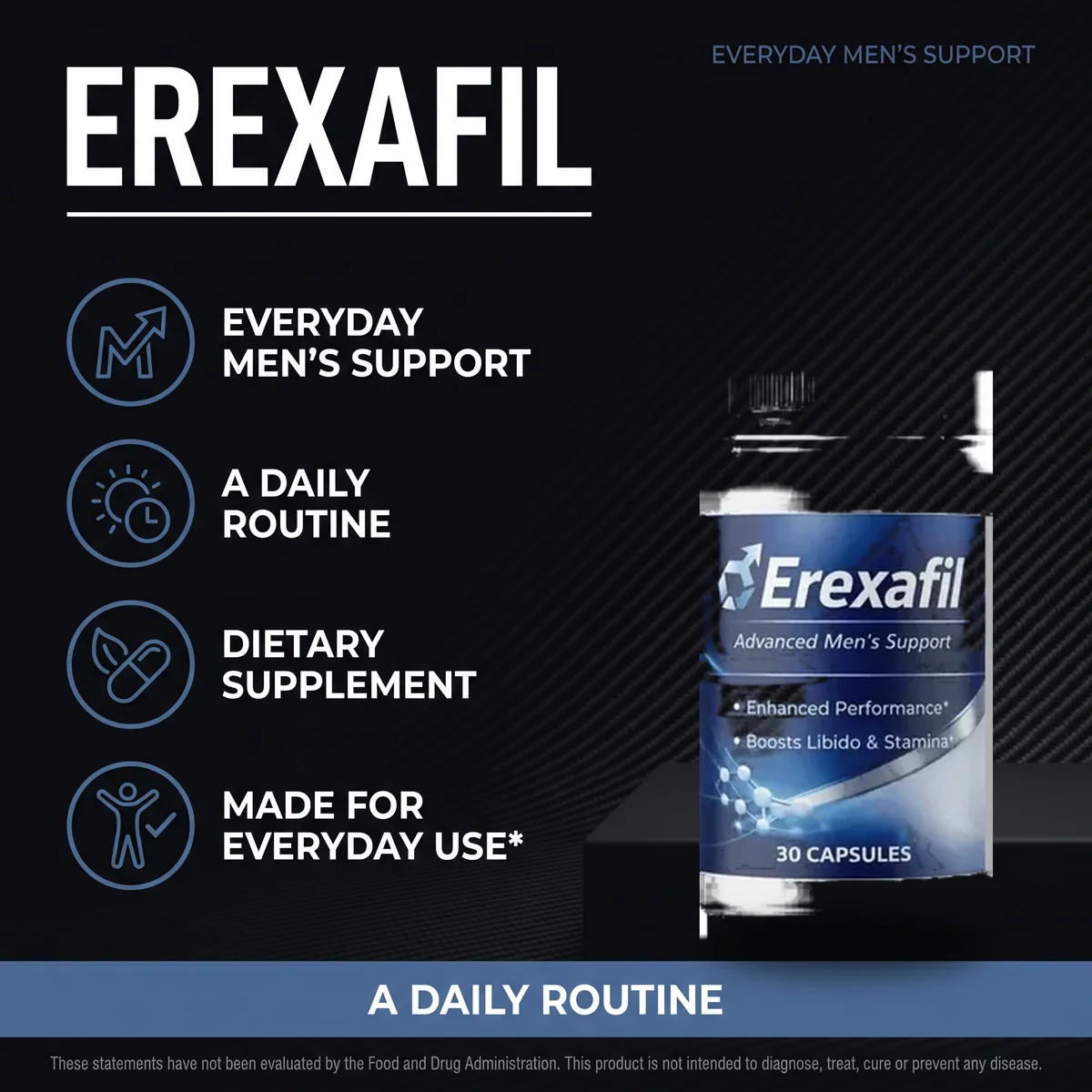 Erexafil everyday men's support: a simple daily dietary supplement made for daily use