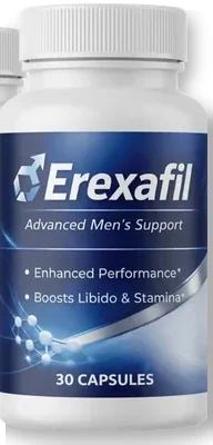 Erexafil single bottle with its 30-capsule label, the product sold on the official website